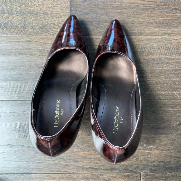 Liz Claiborne Flex Size 7.5 Burgundy 3.5 Inch High Heels - Picture 5 of 12